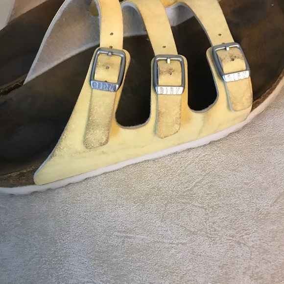 Birkenstock Women’s Yellow Leather 3 Strap Sandals Size 7    (read) - Picture 16 of 16